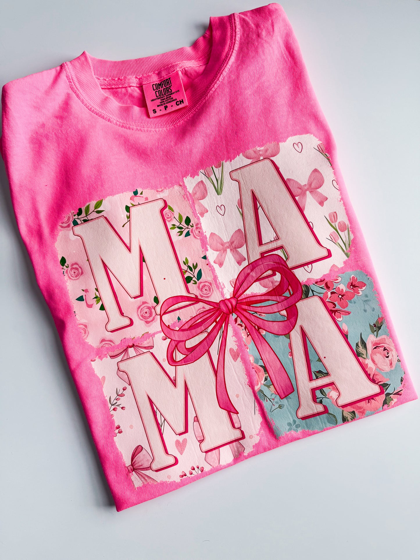 Mama floral block tee