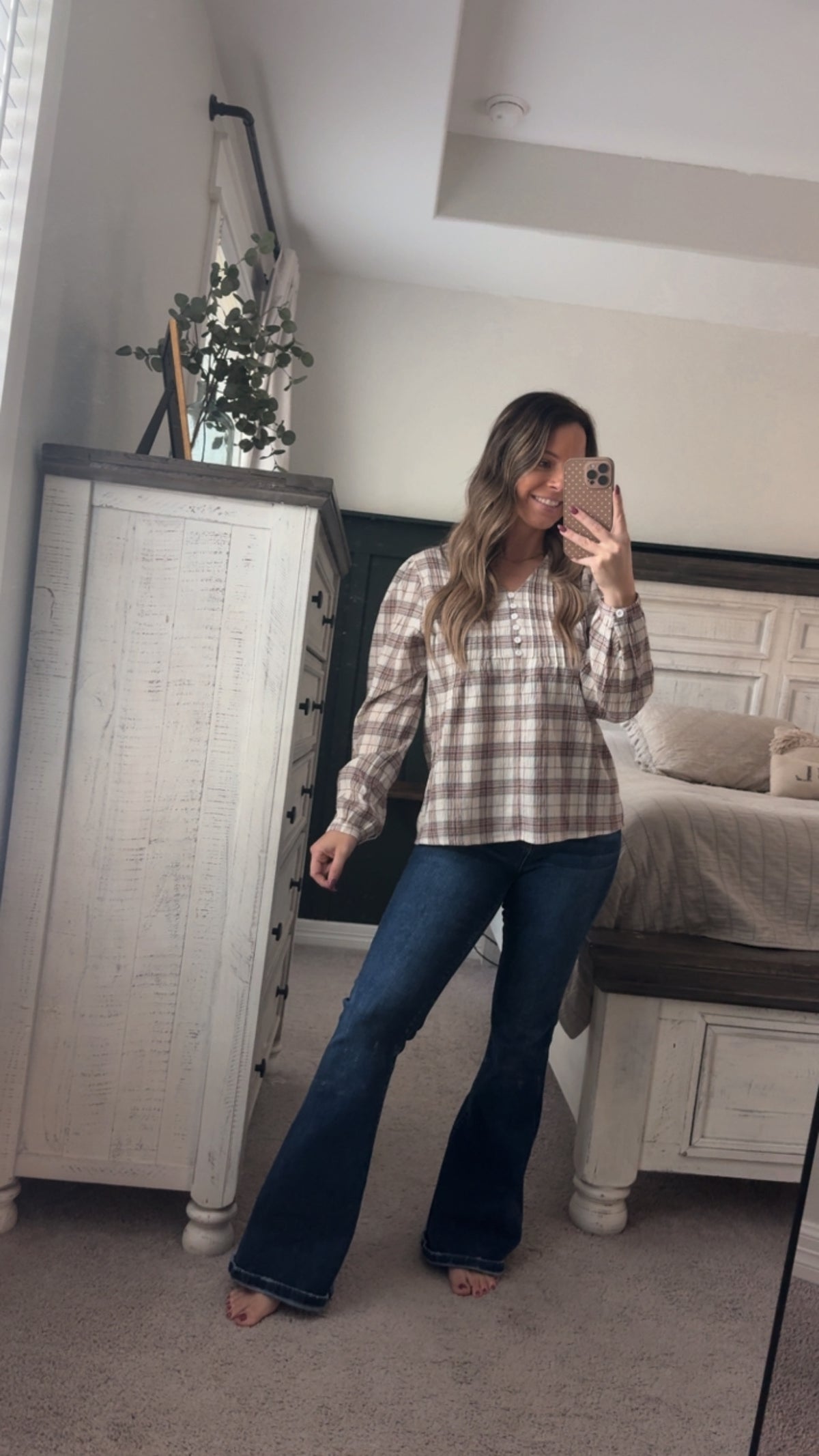Plaid woven top