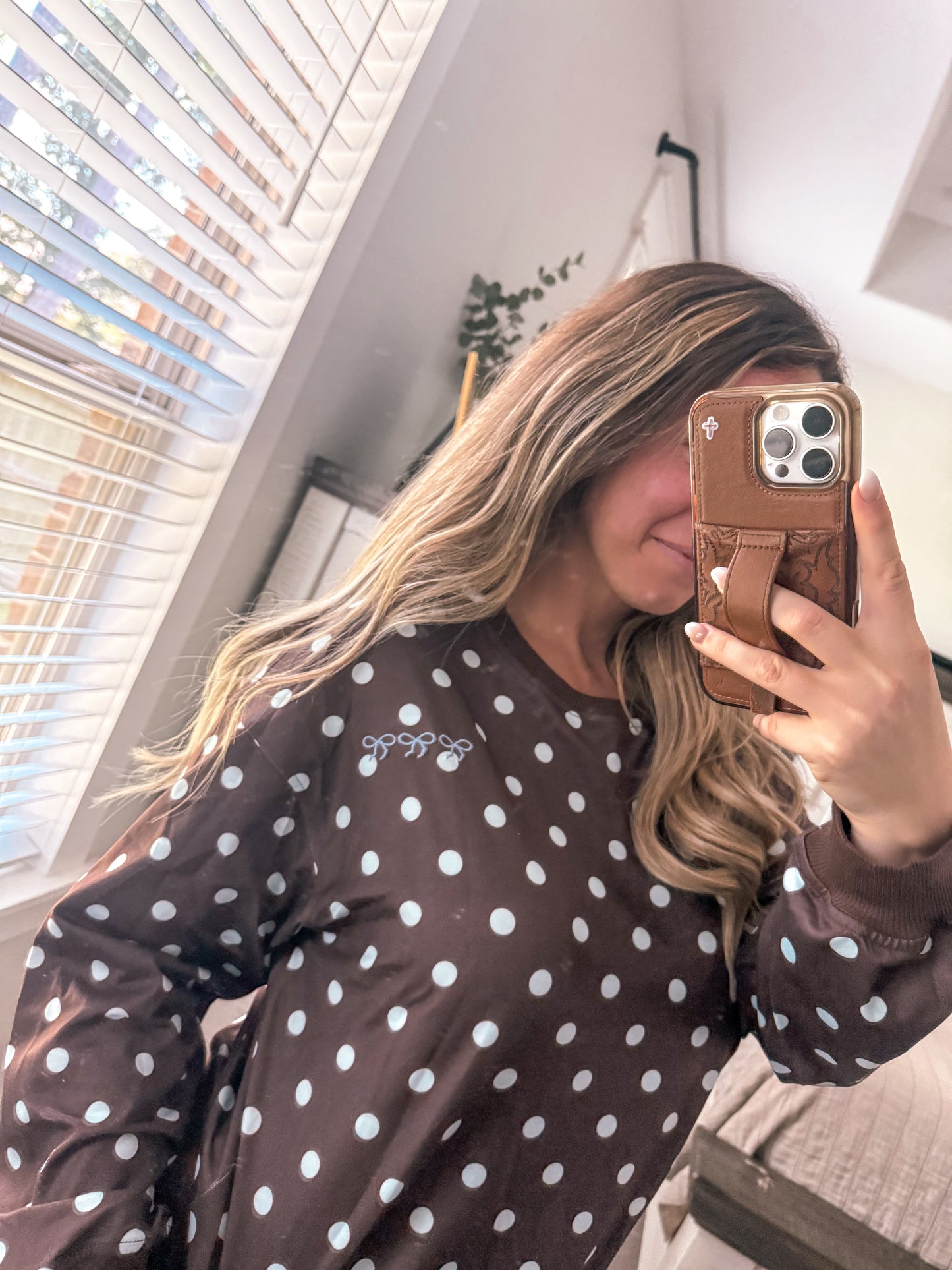 Polka dot bow skort set