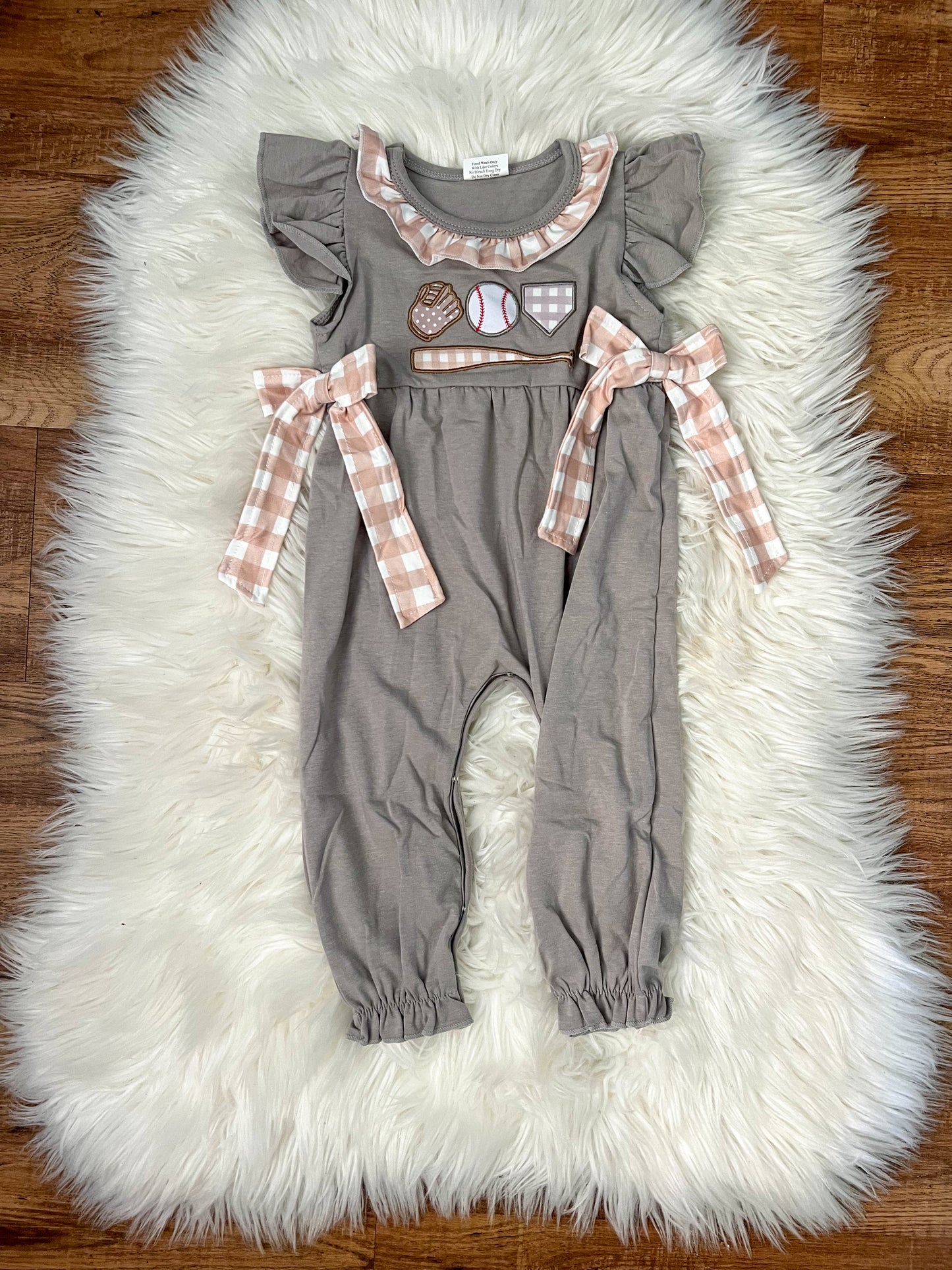 Baseball bow romper (A3)