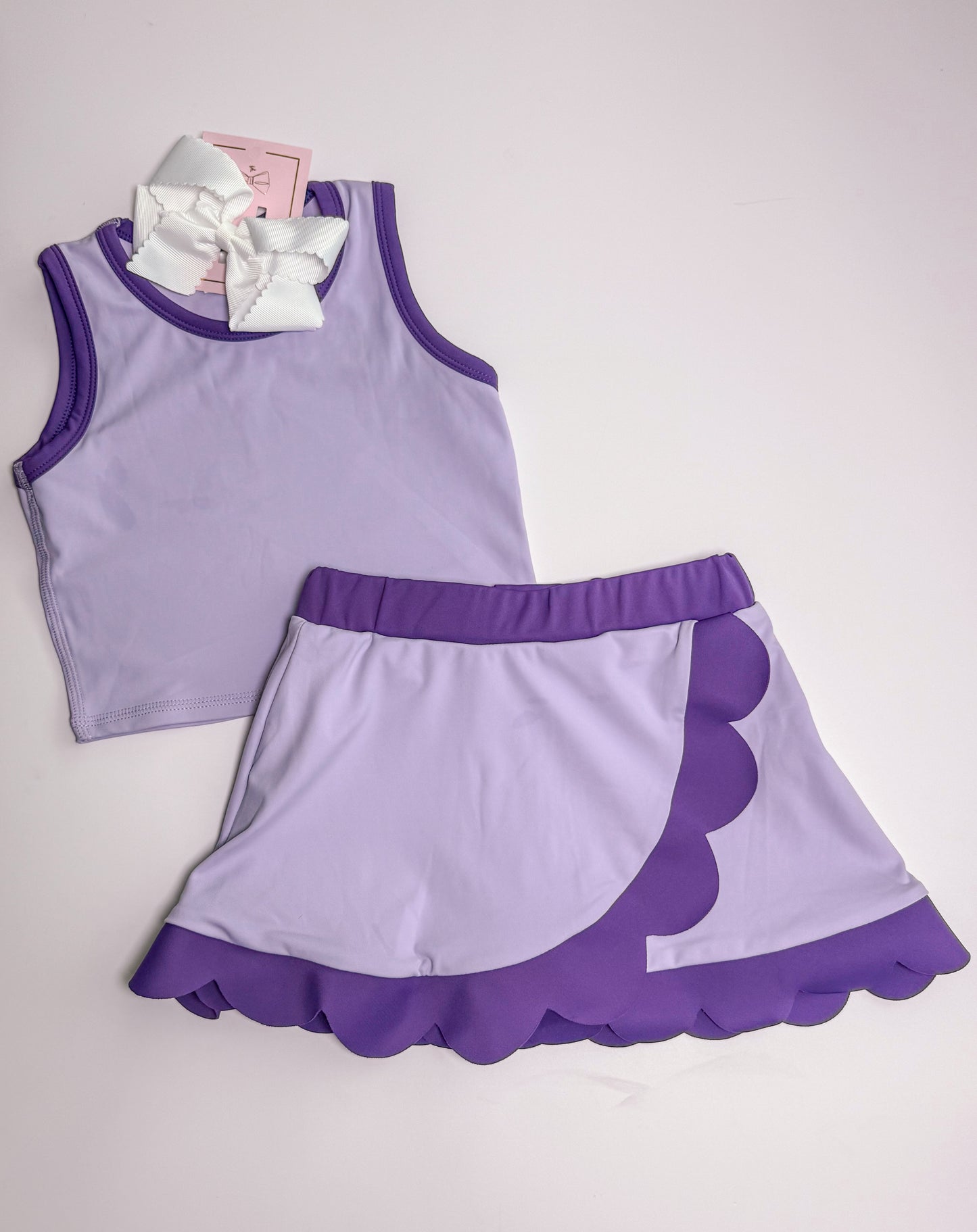 Purple scallop skort set