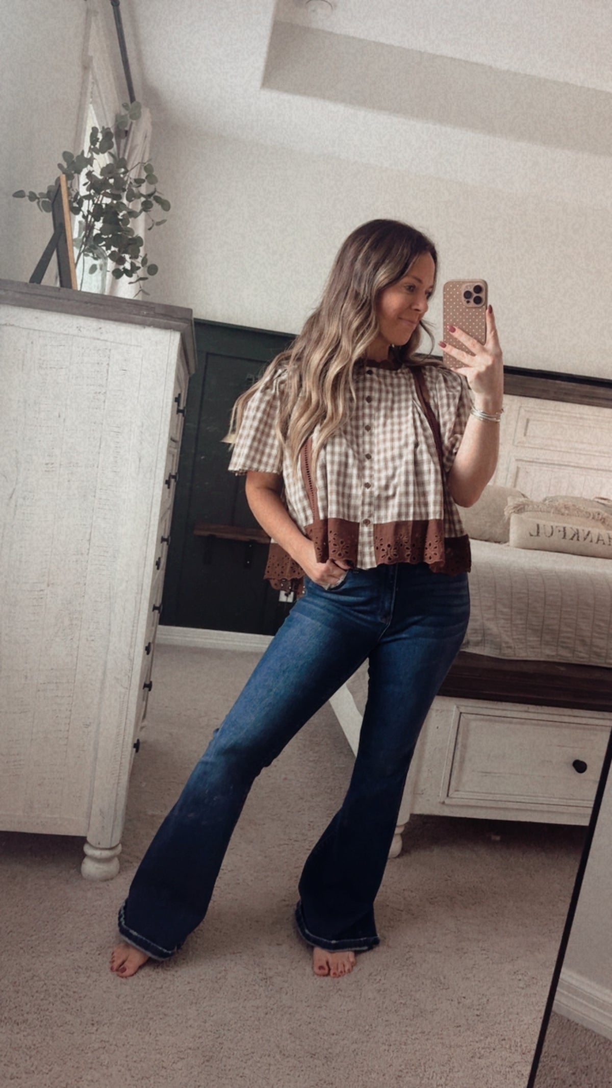Checked lace top