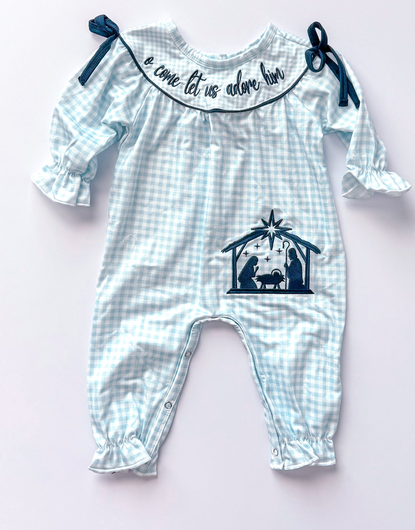 O come let us adore him girl romper