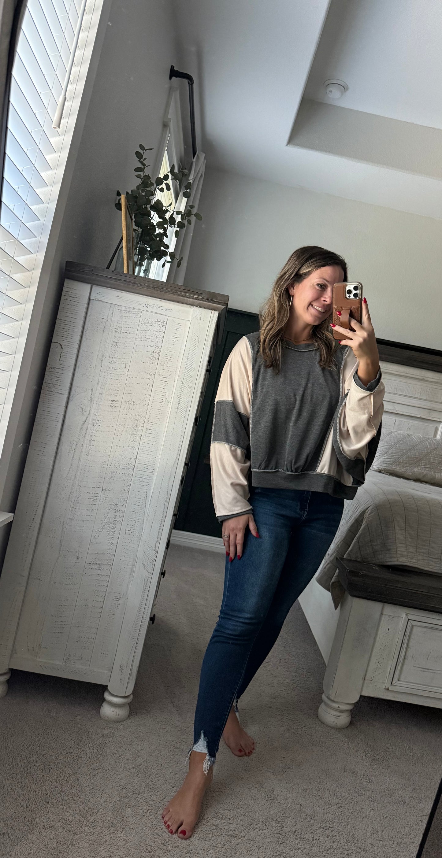 Charcoal colorblock top