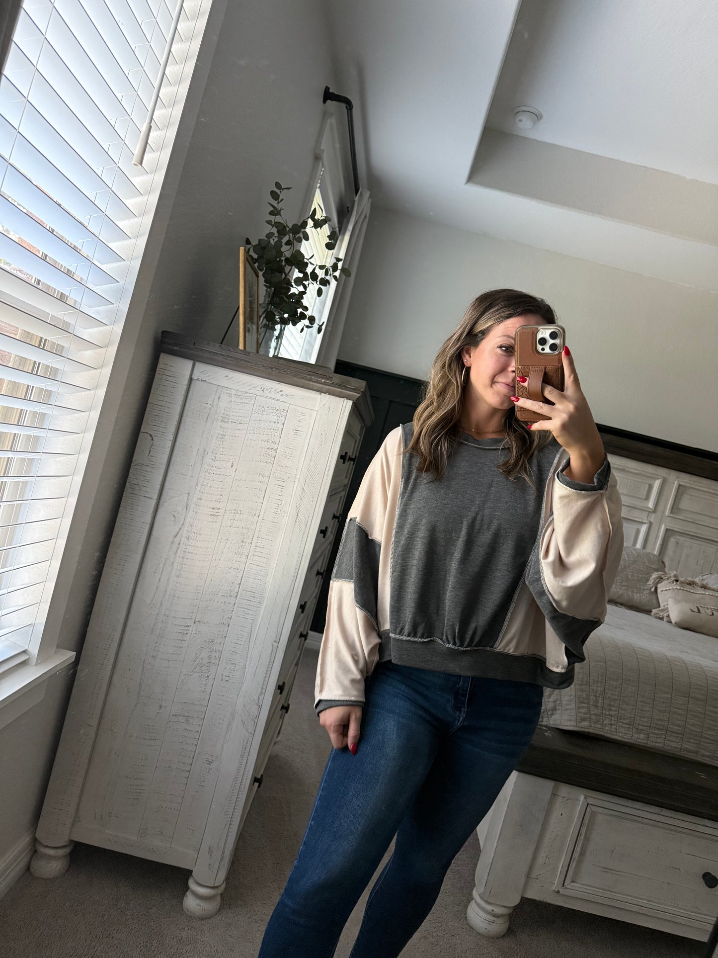 Charcoal colorblock top
