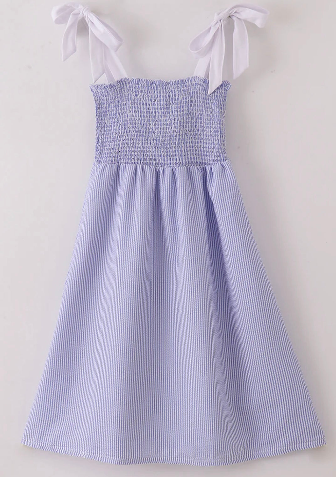 Stripe seersucker smocked dress