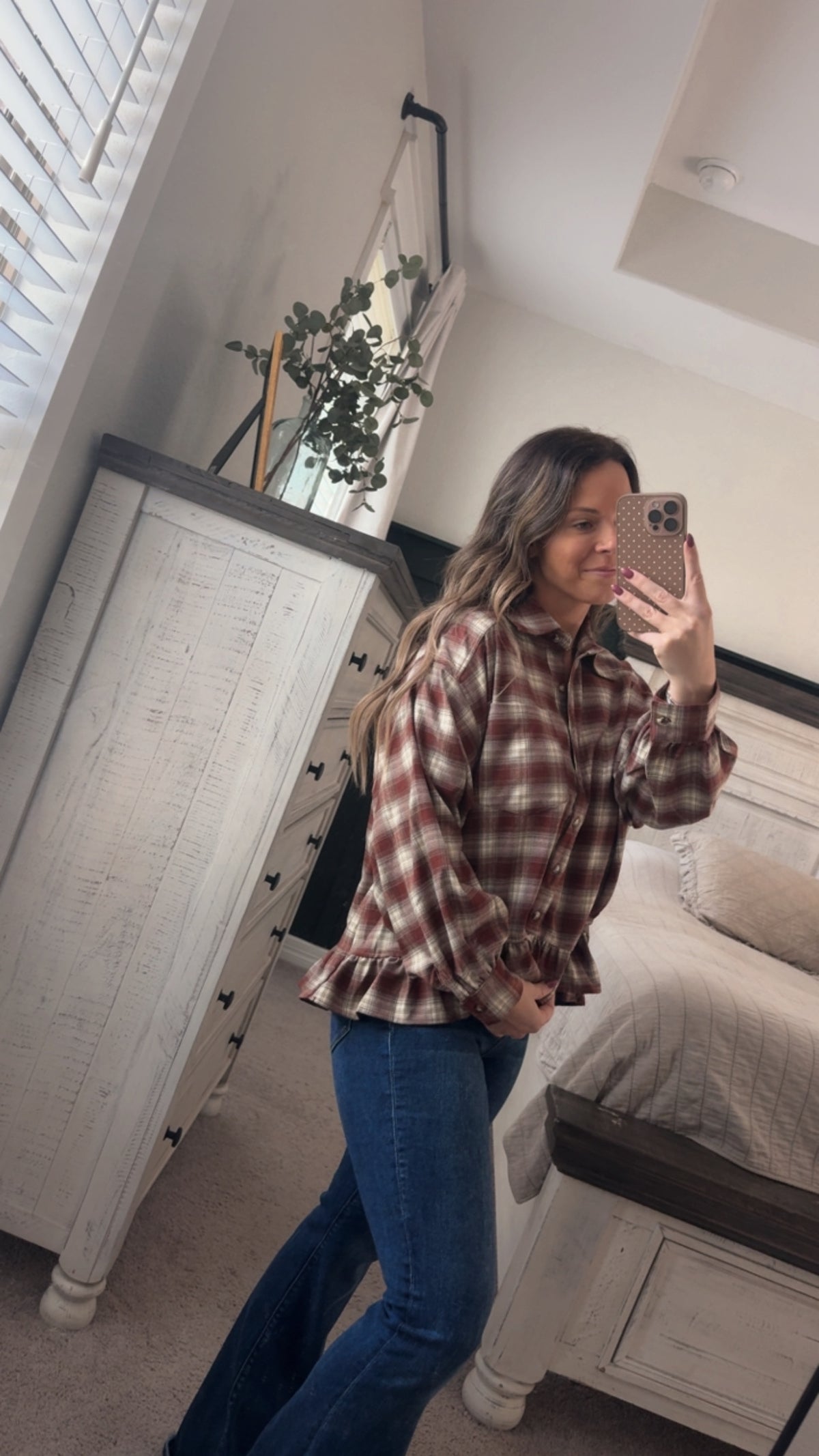 Brown plaid peplum