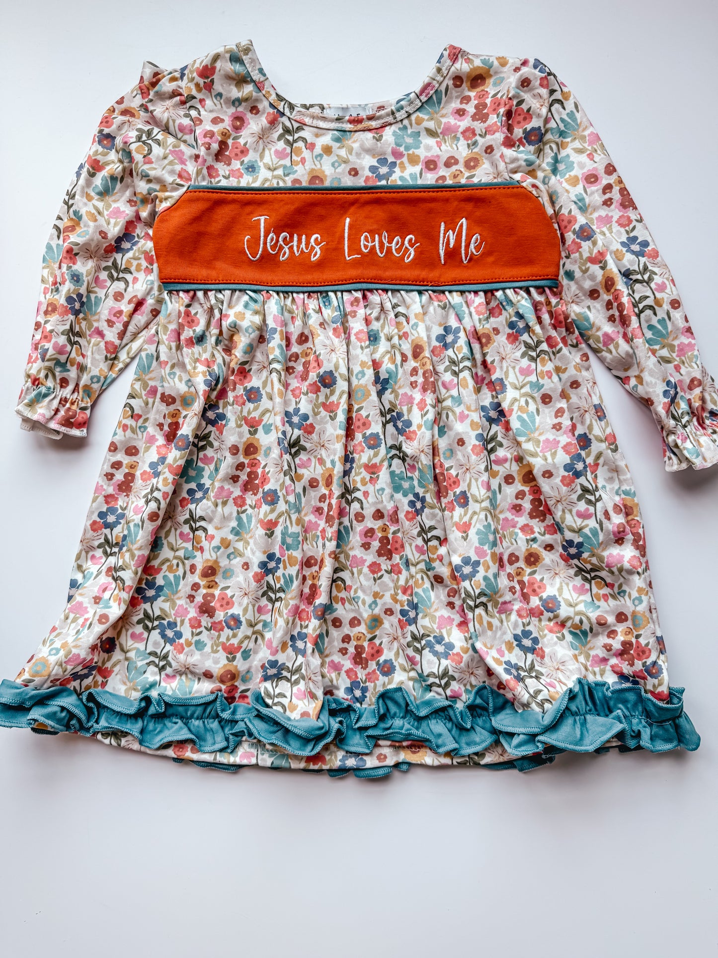 Jesus loves me Ruffle floral dress