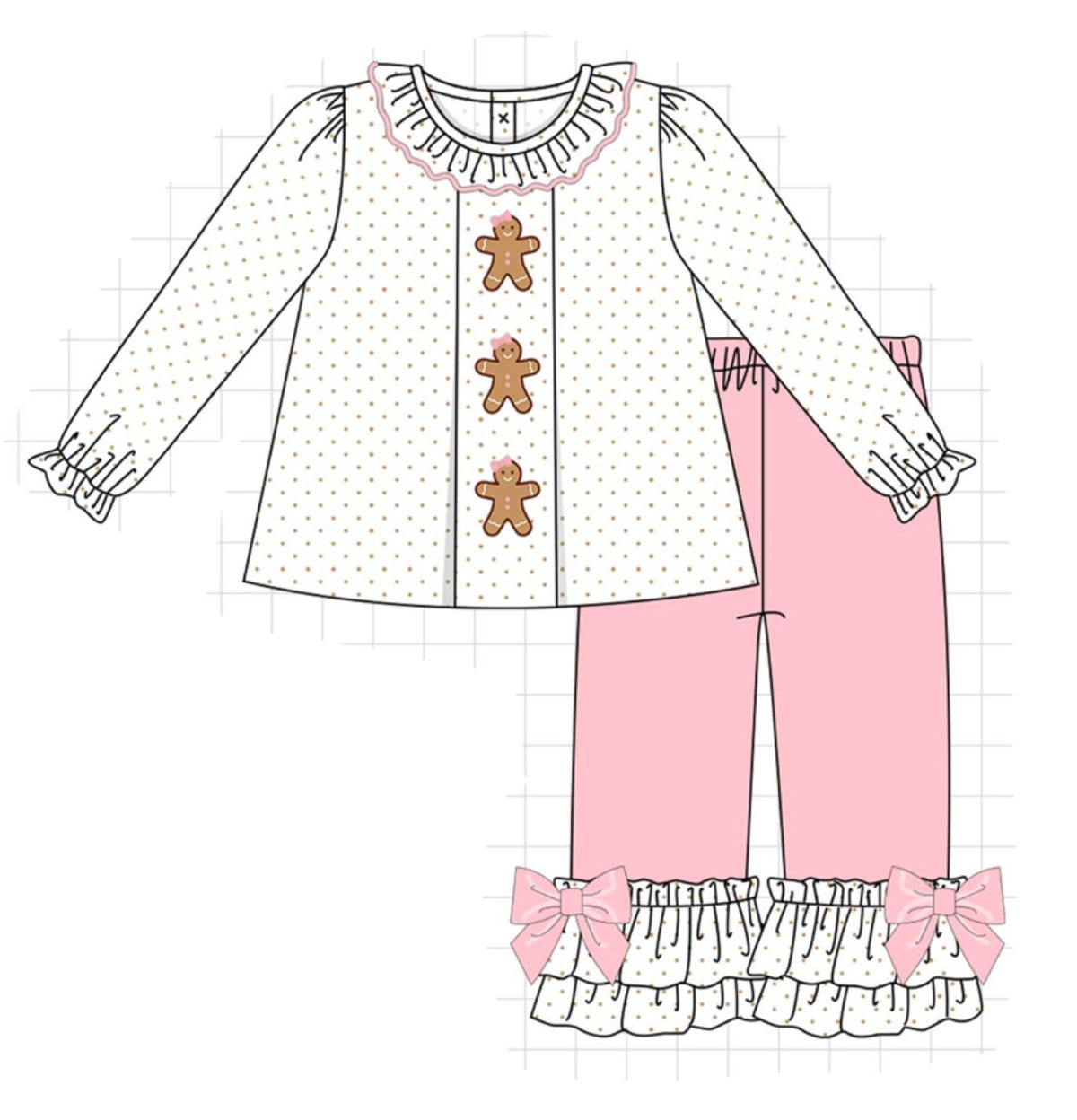 Pink gingerbread embroidery set