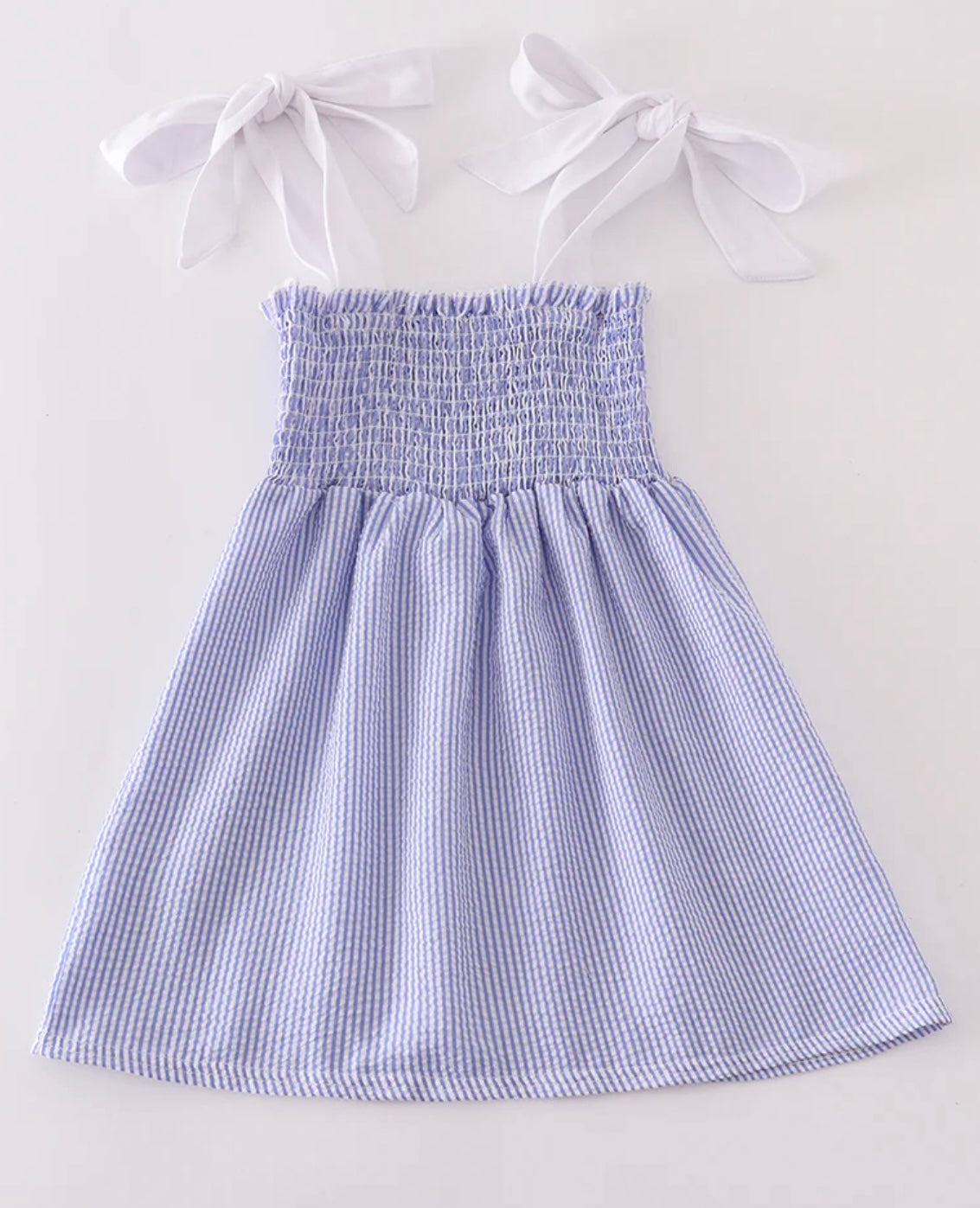 Stripe seersucker smocked dress