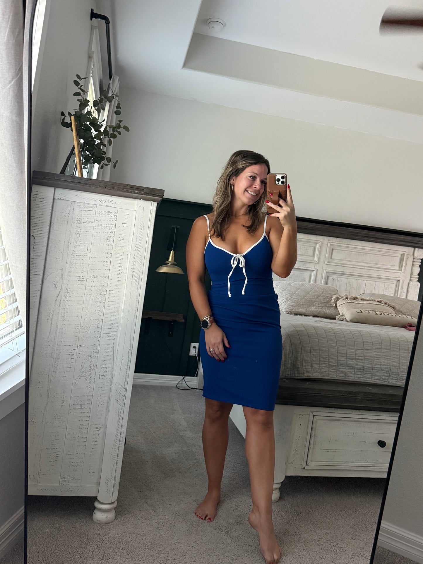Royal/white dress