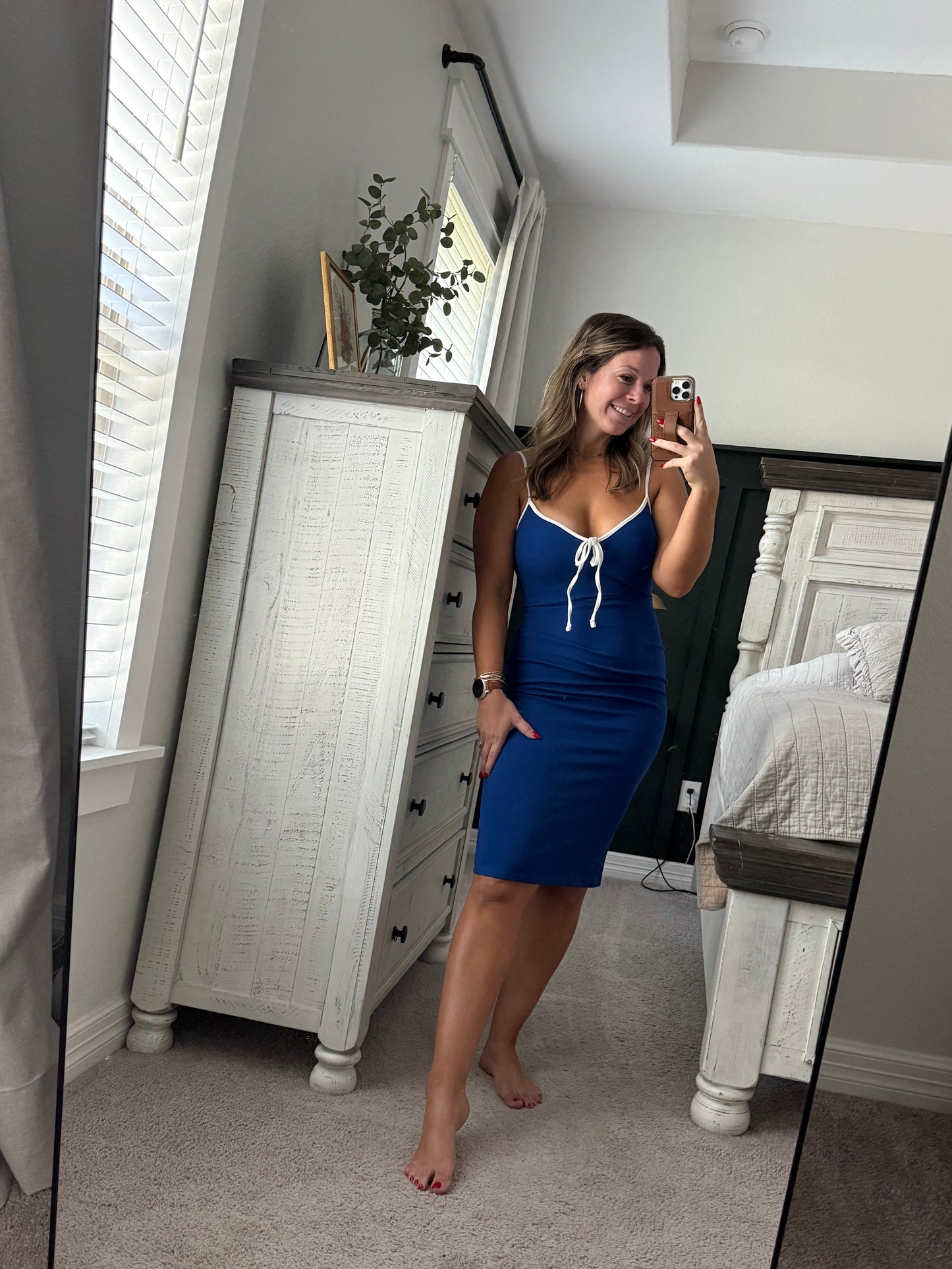 Royal/white dress