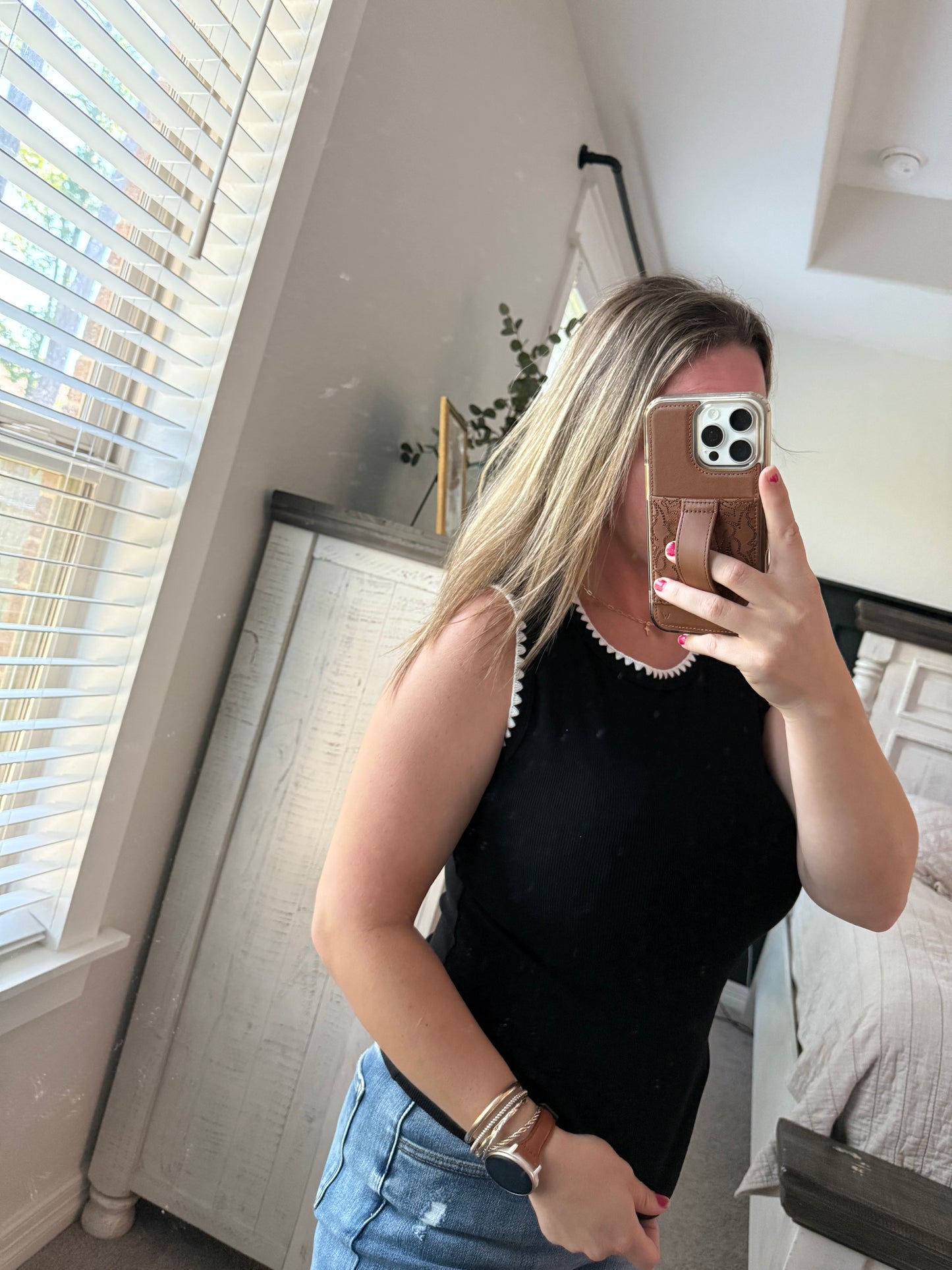 Black ribbed tank