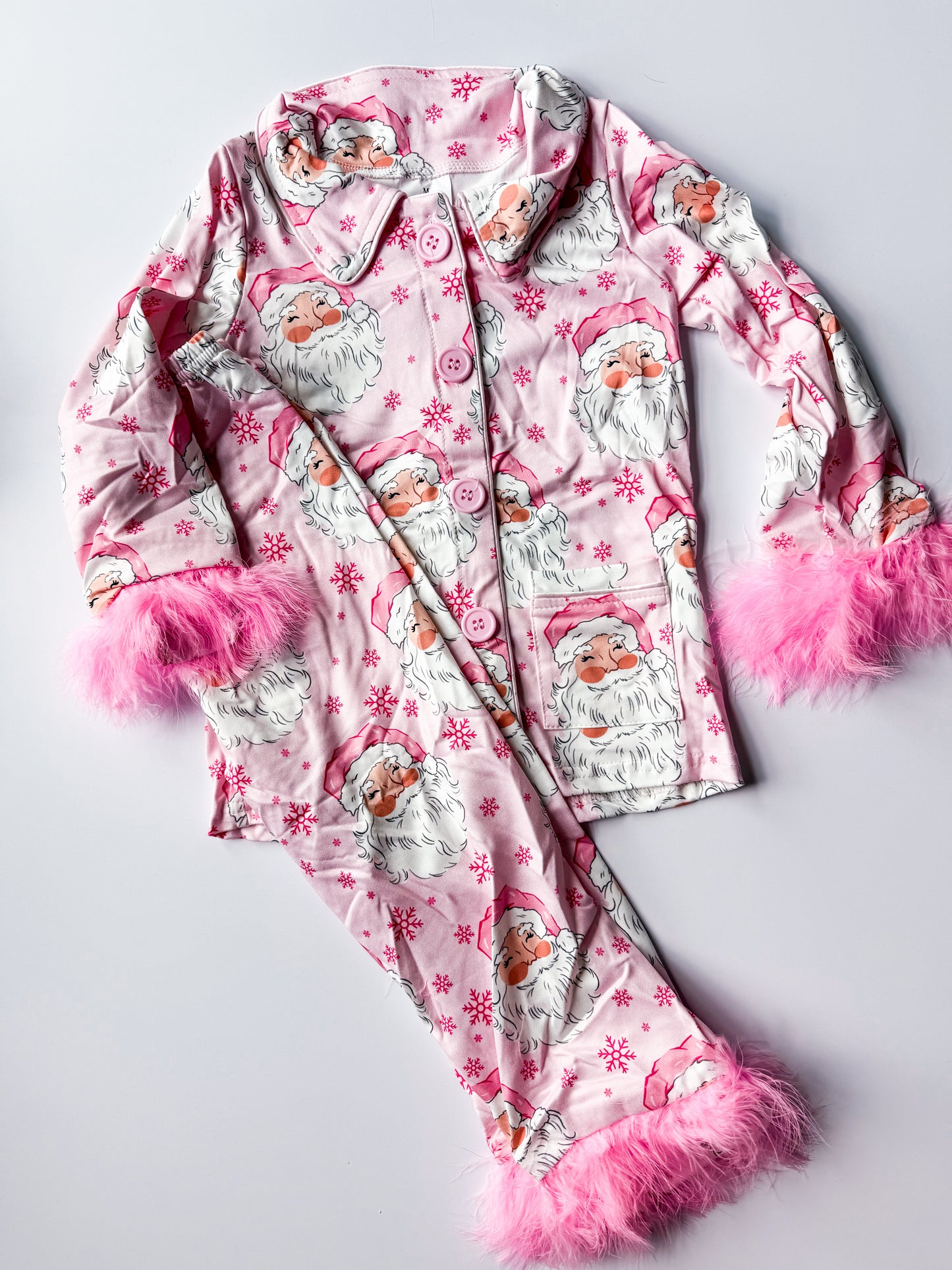 Pink santa fur jammies