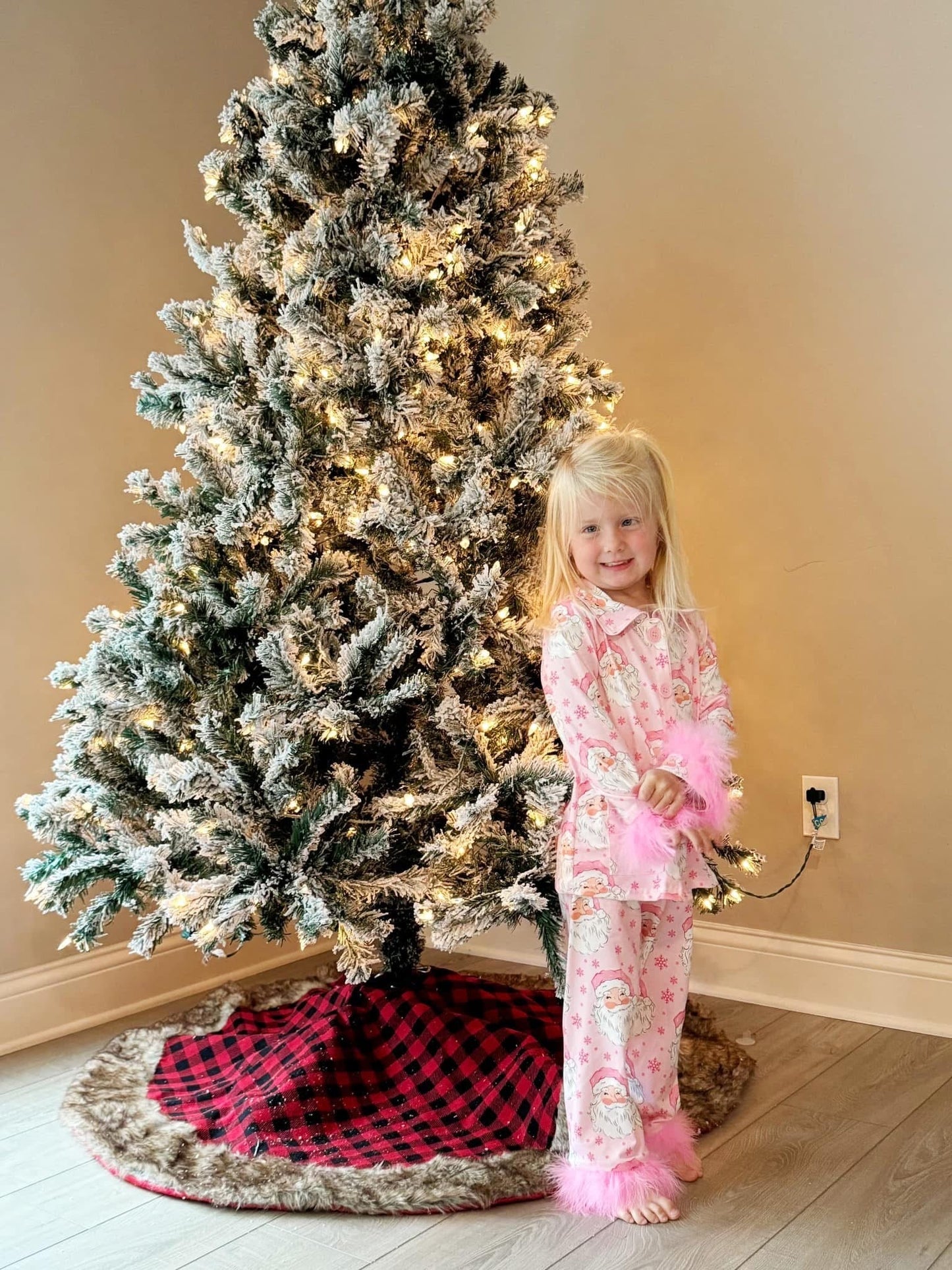 Pink santa fur jammies