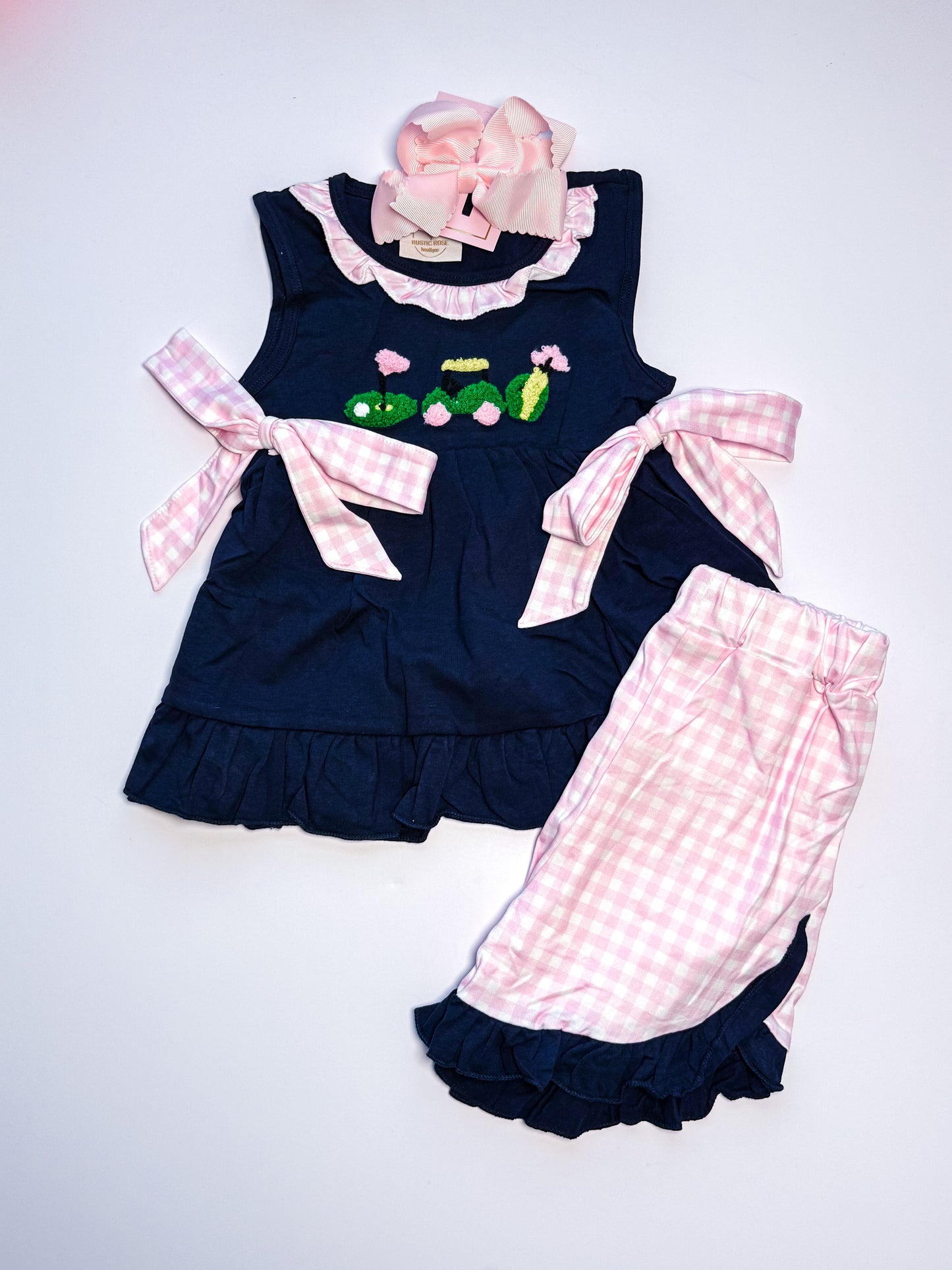 Pink golf shorts set