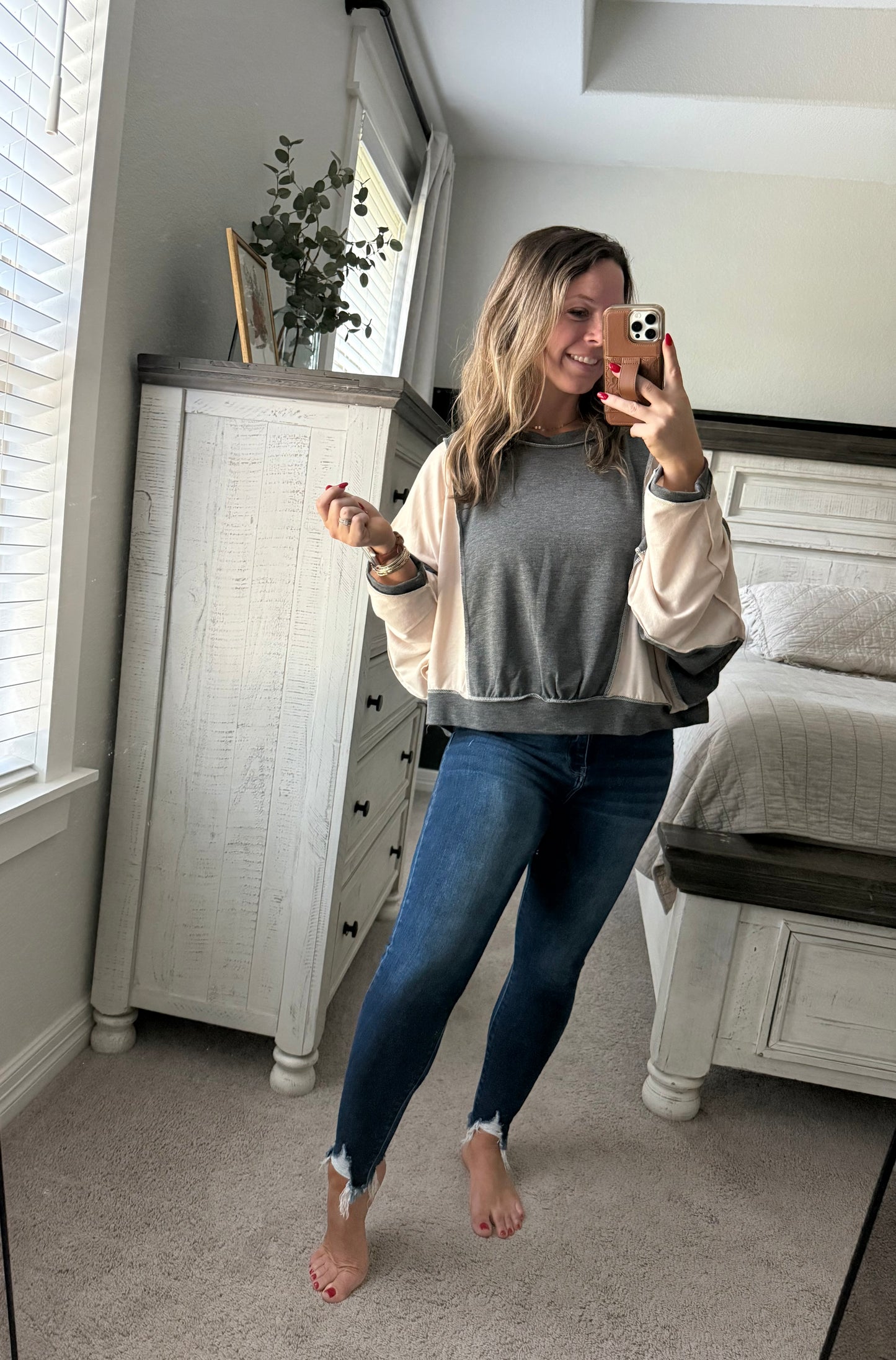 Charcoal colorblock top