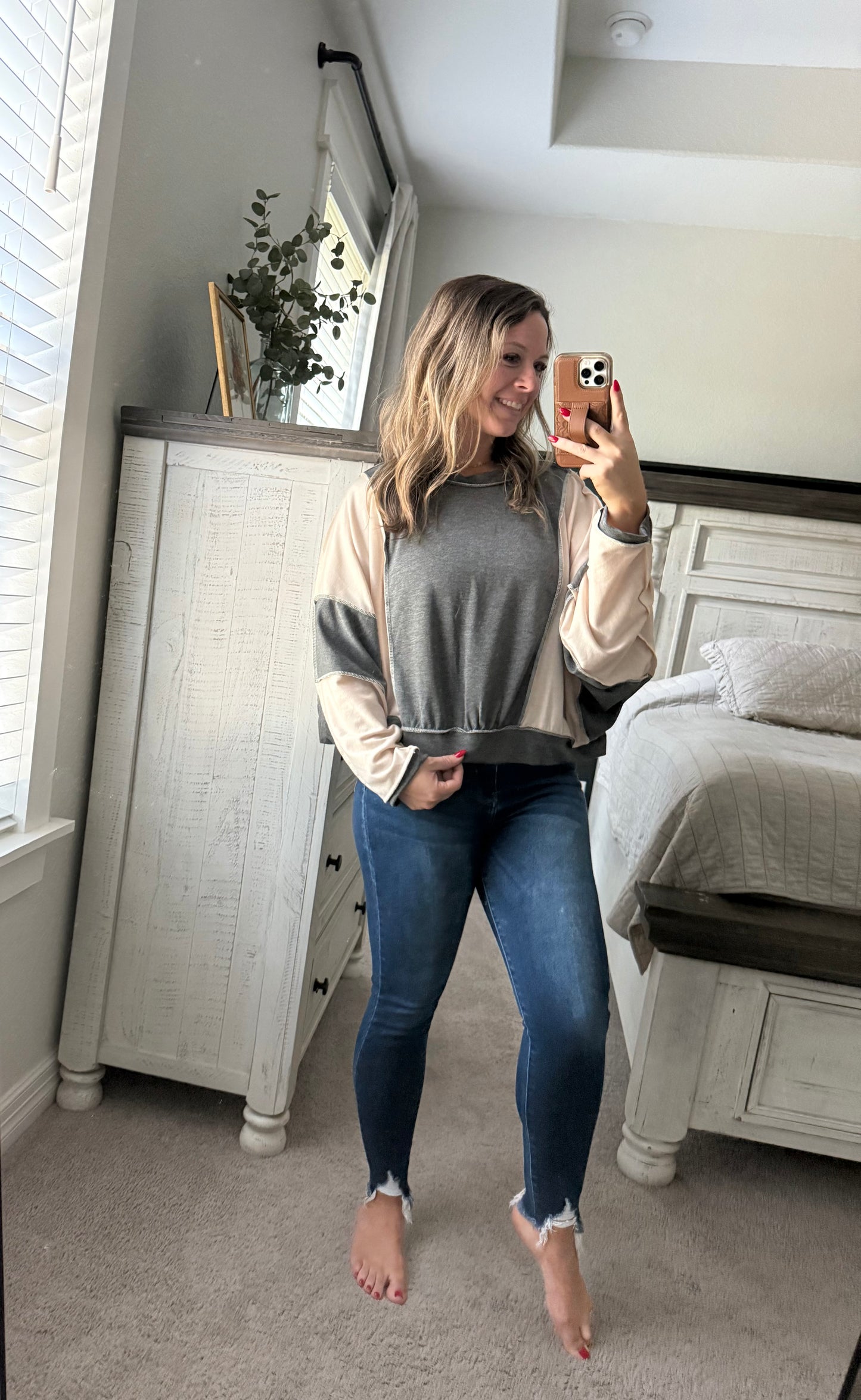Charcoal colorblock top