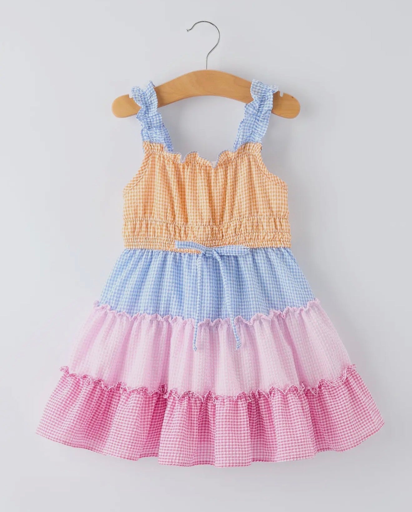 Gingham colorblock dress (A2)