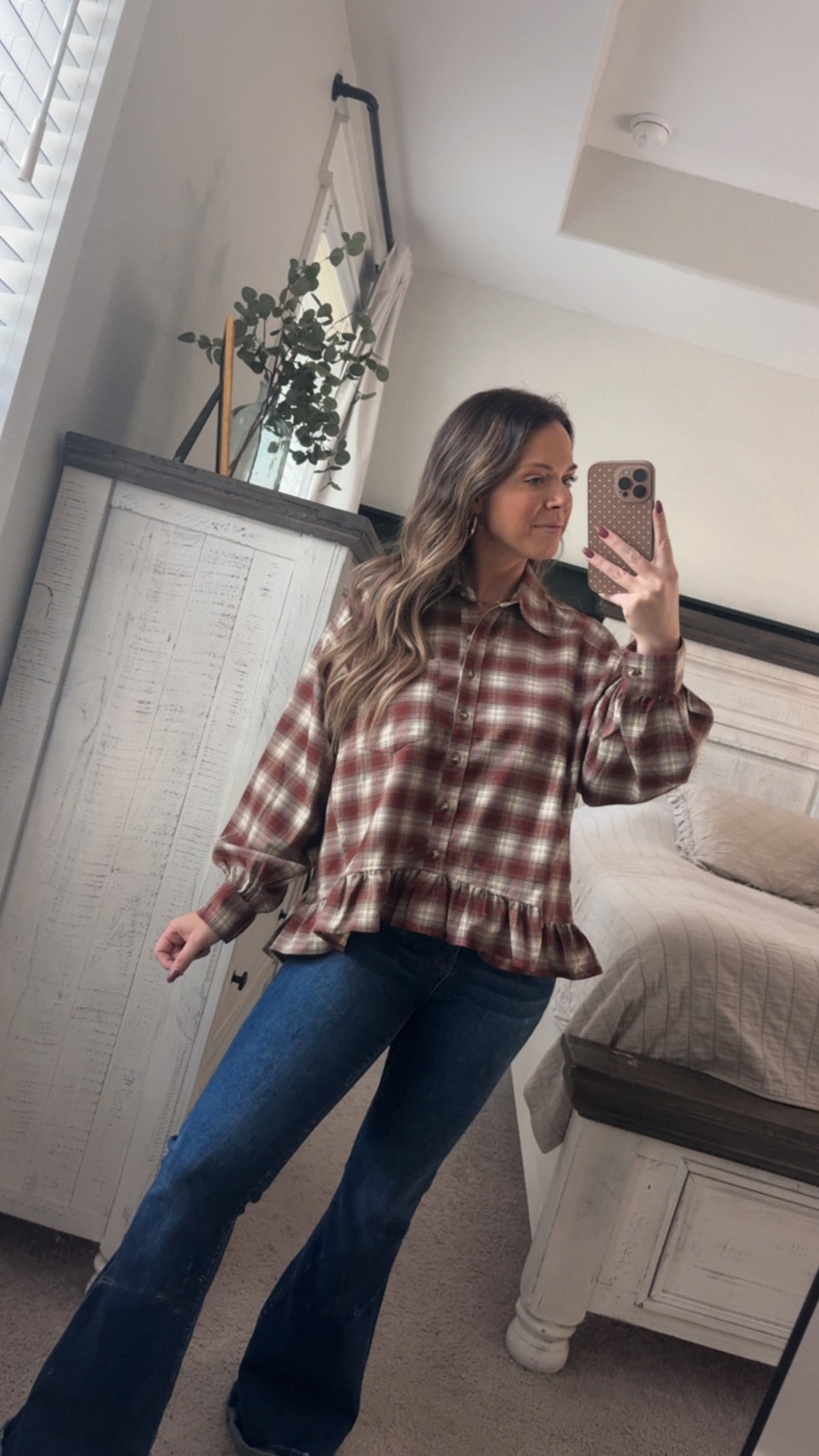 Brown plaid peplum