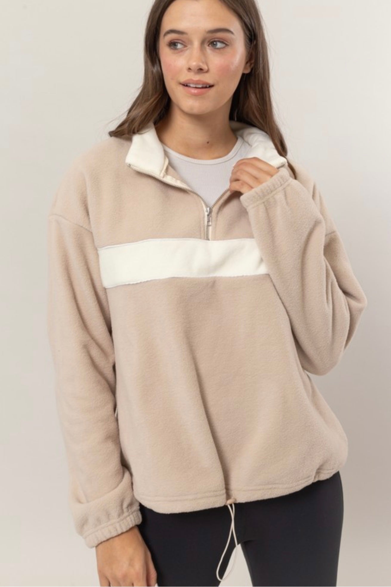 Fleece colorblock half zip