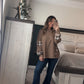 Mocha thermal knit top