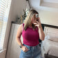 Magenta ribbed tank