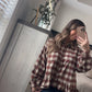 Brown plaid peplum