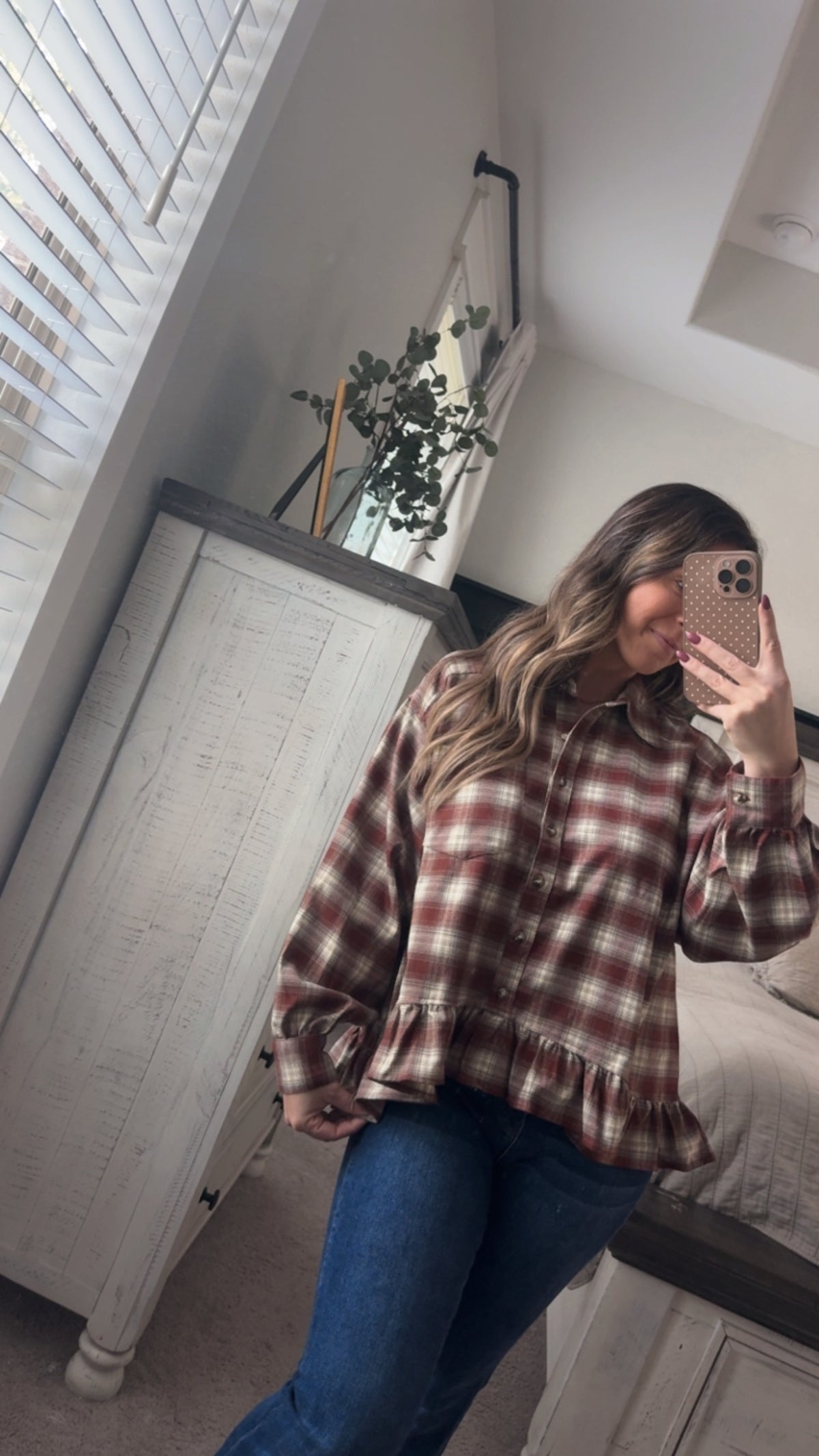 Brown plaid peplum