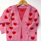Pink heart kids cardigan
