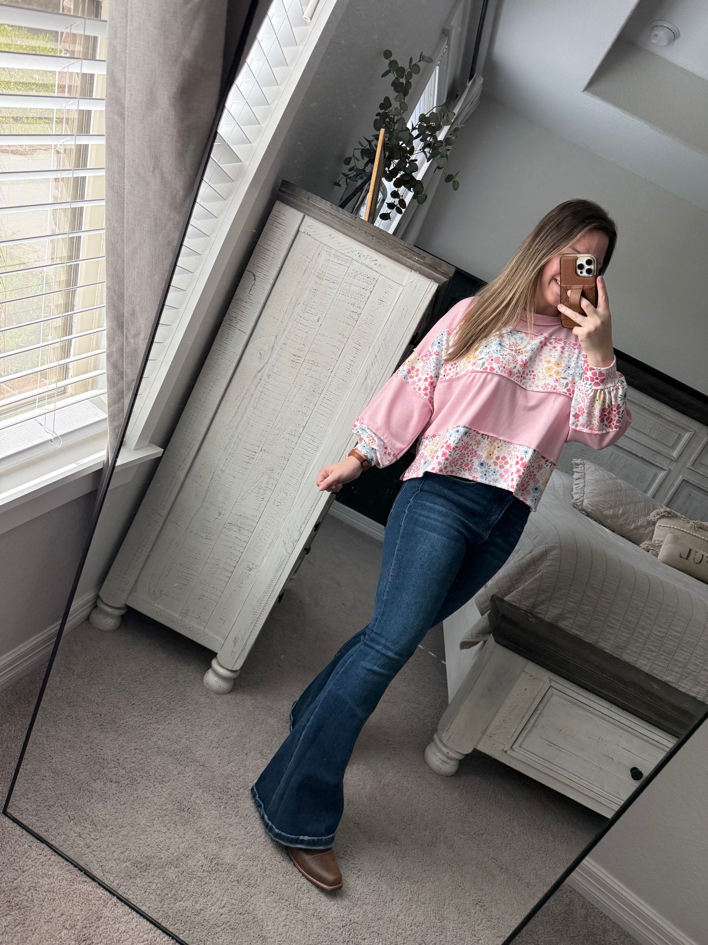 Floral colorblock top