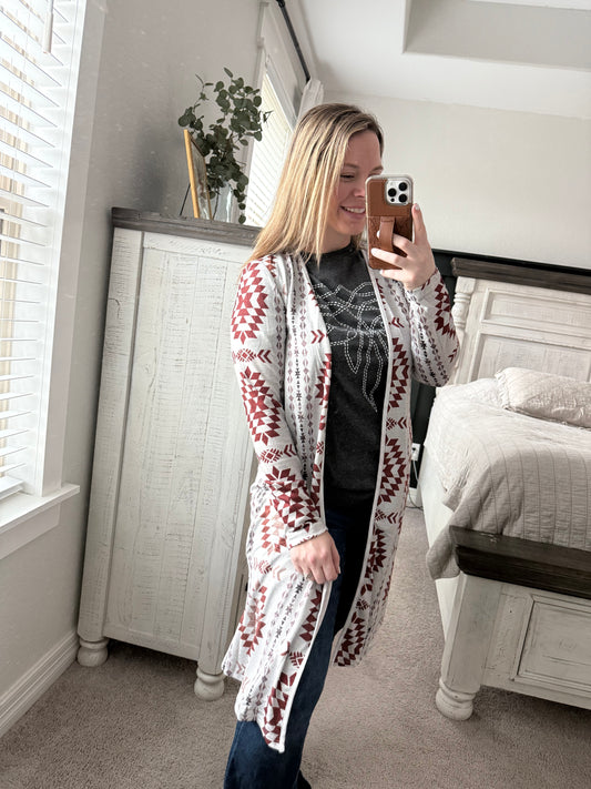 Aztec duster cardigan