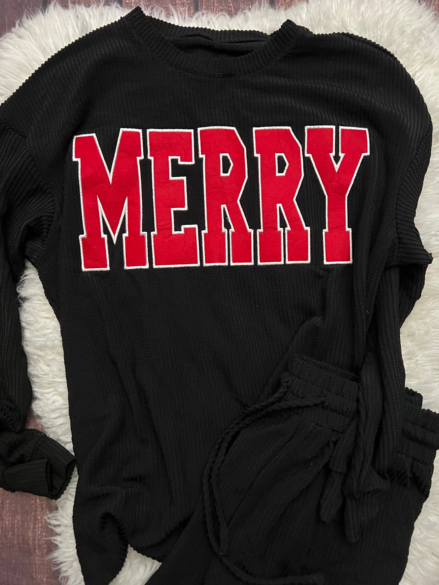 MERRY black/red ribbed set