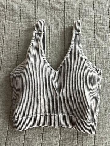 Ribbed top/bralette - stone