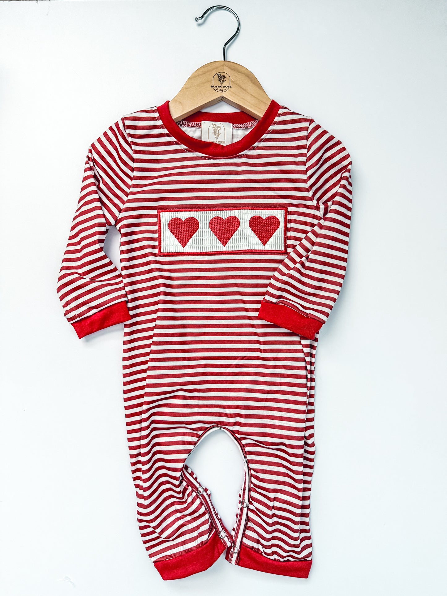 Smocked heart romper