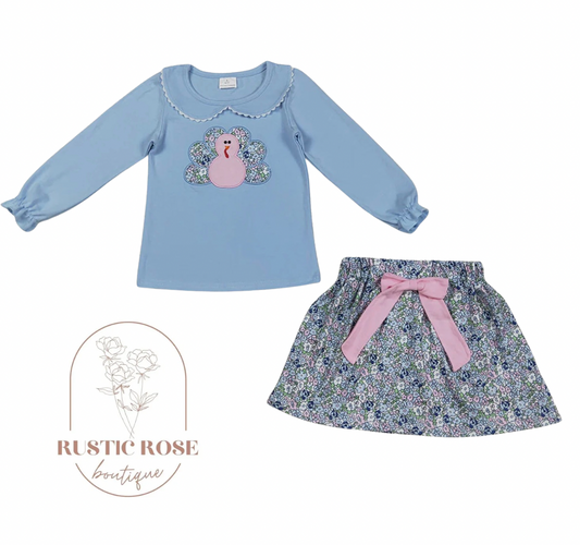 Floral turkey skirt set *PREORDER - closing 9/27 ETA 3 weeks*