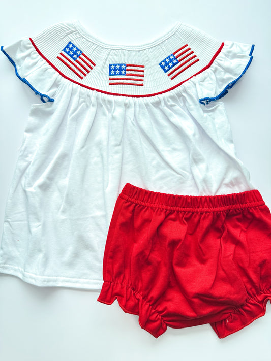 Smocked flag bloomer set (S1)