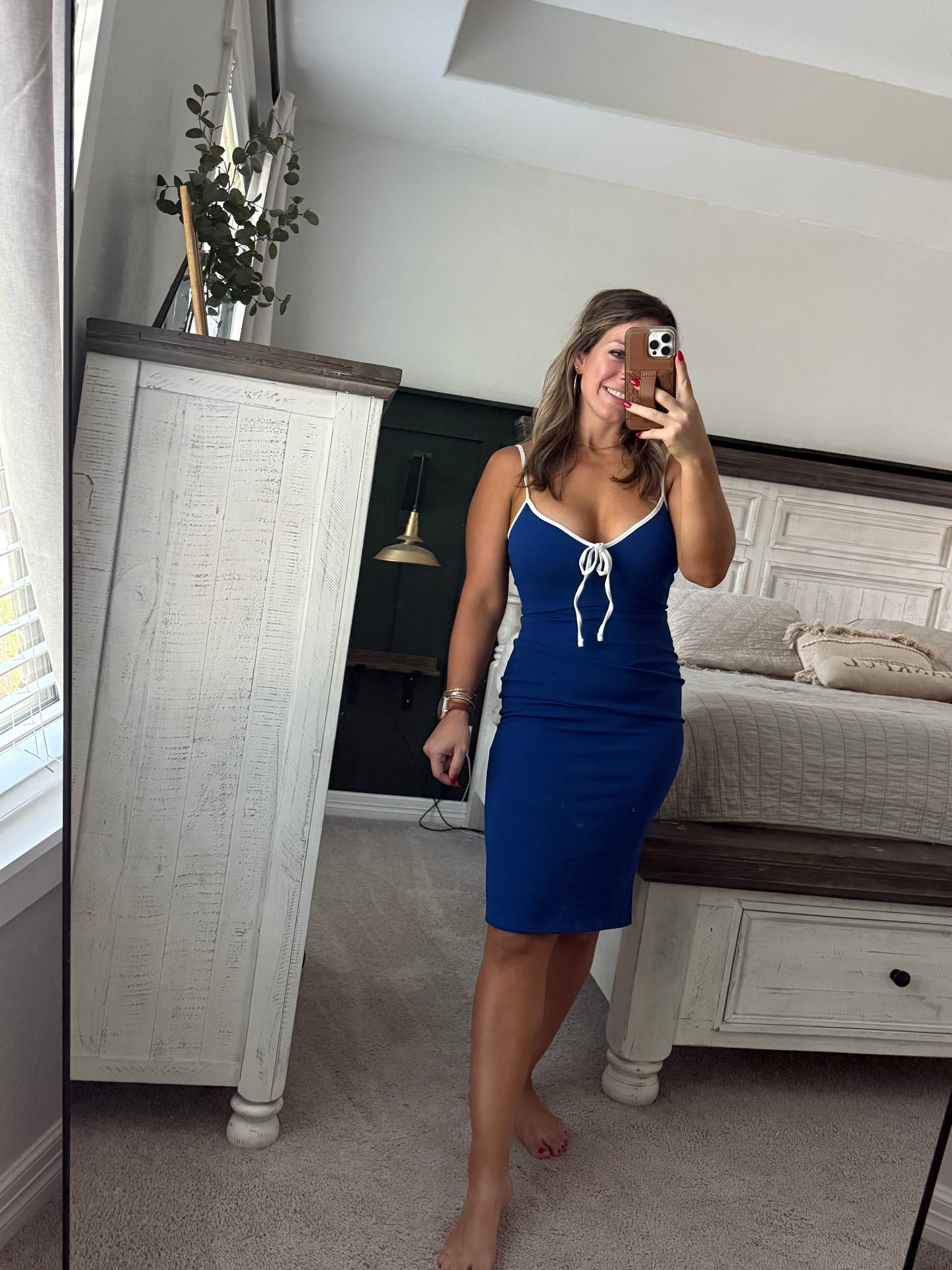 Royal/white dress