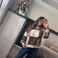 Floral cable knit top