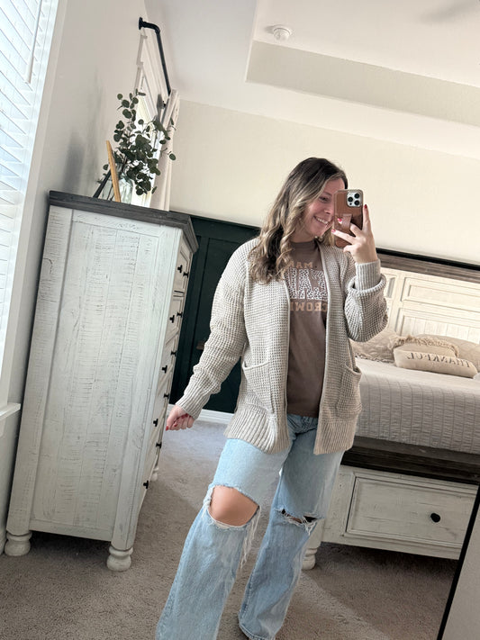 Waffle knit cardigan