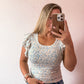 Floral ruffle sleeve top