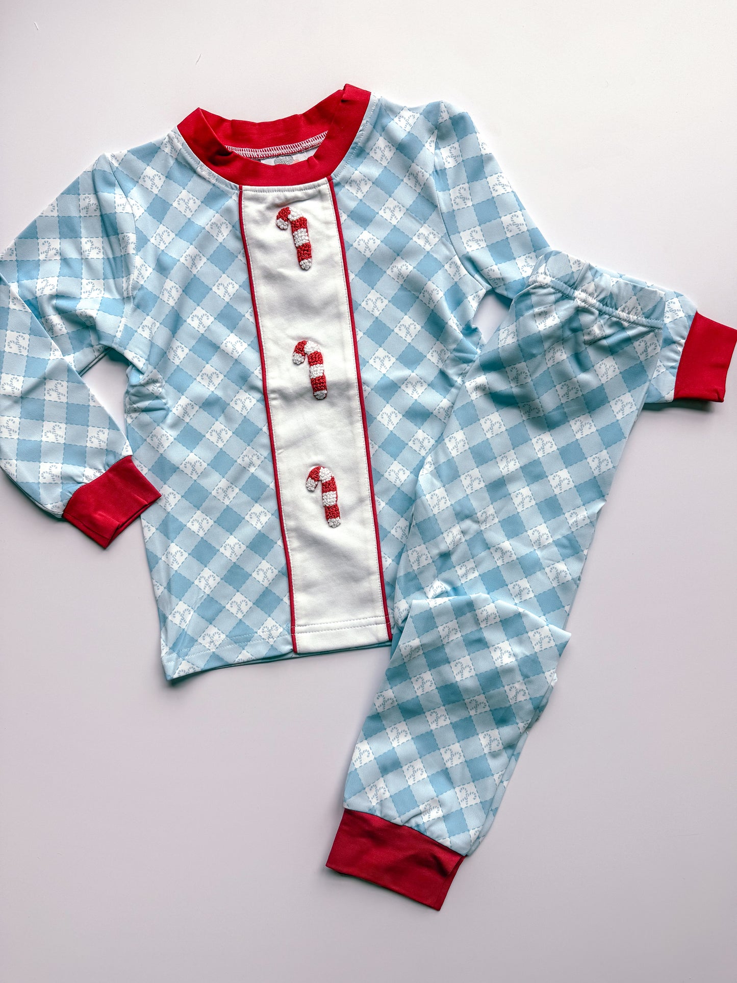 Candy cane french knot jammies