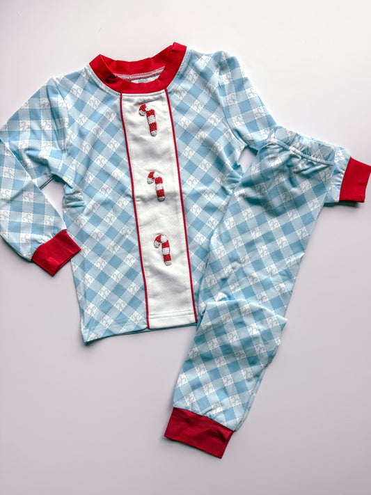 Candy cane french knot jammies