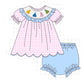 Smocked princess bloomer set