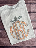 Pumpkin monogram onesie/tee