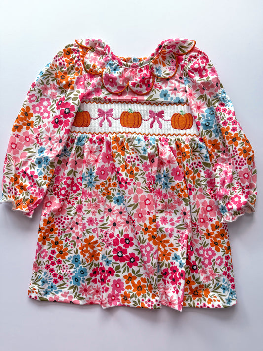 Pink pumpkin floral dress