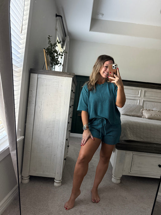 Teal ribbed set