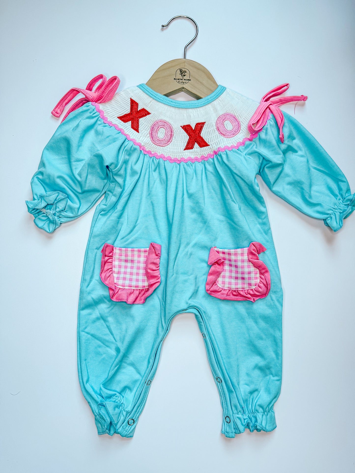 Blue XOXO romper