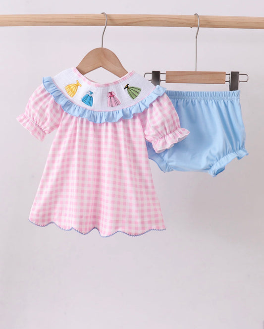 Smocked princess bloomer set