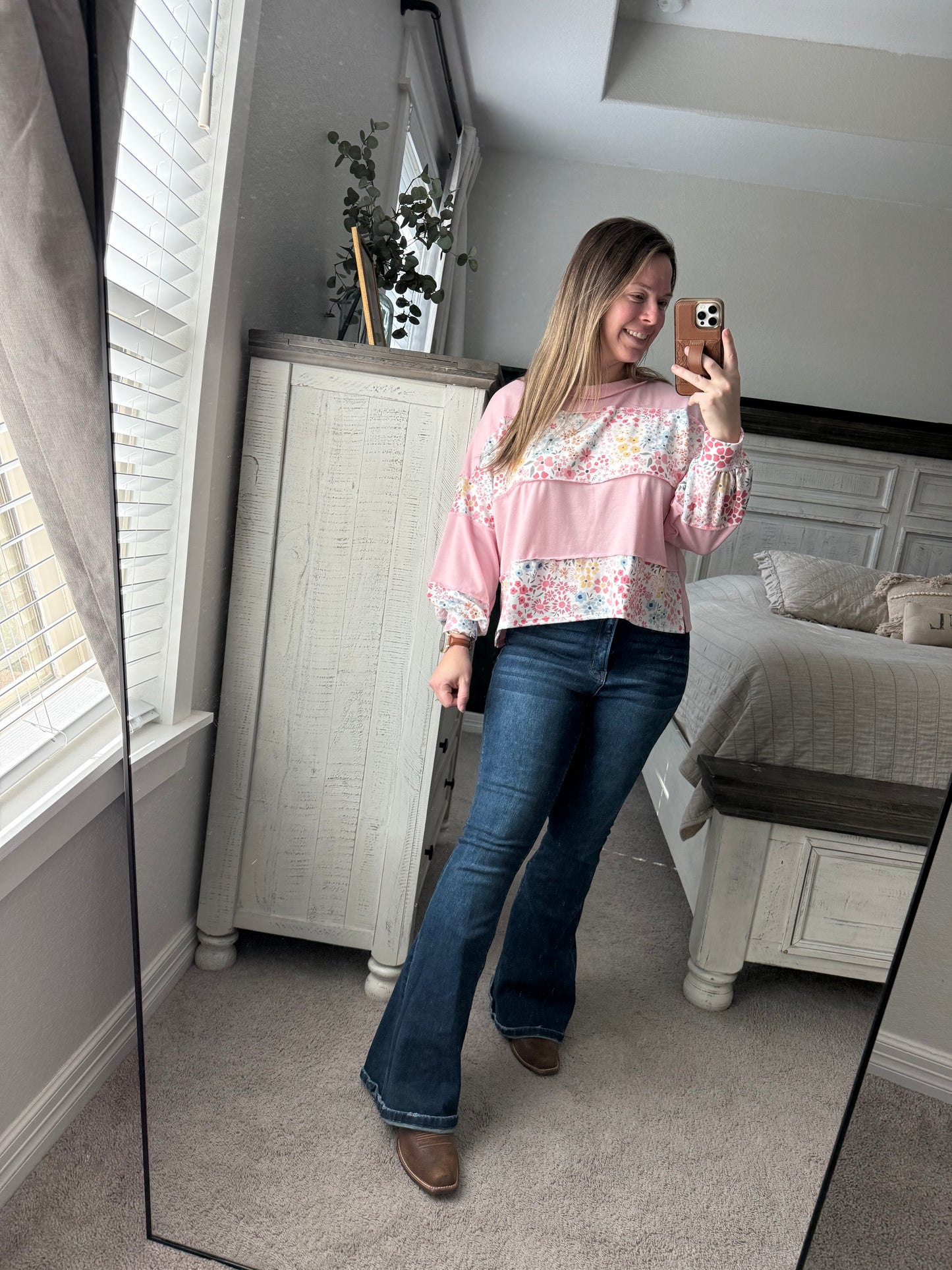 Floral colorblock top